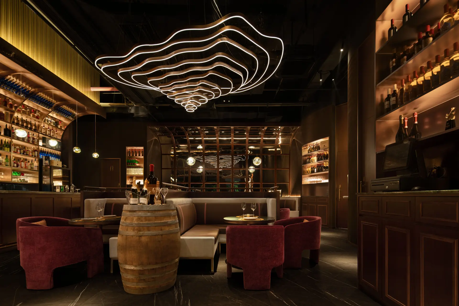 Sophisticated restaurant interior